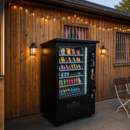 Snackautomat beim SV Gern München – Verpflegung für Spieler und Zuschauer Snackautomat mit Snacks und Getränken beim SV Gern in München im Außenbereich für Spieler, Zuschauer und Besucher